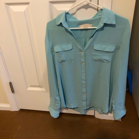 LOFT Tops - Aqua long sleeve button up blouse